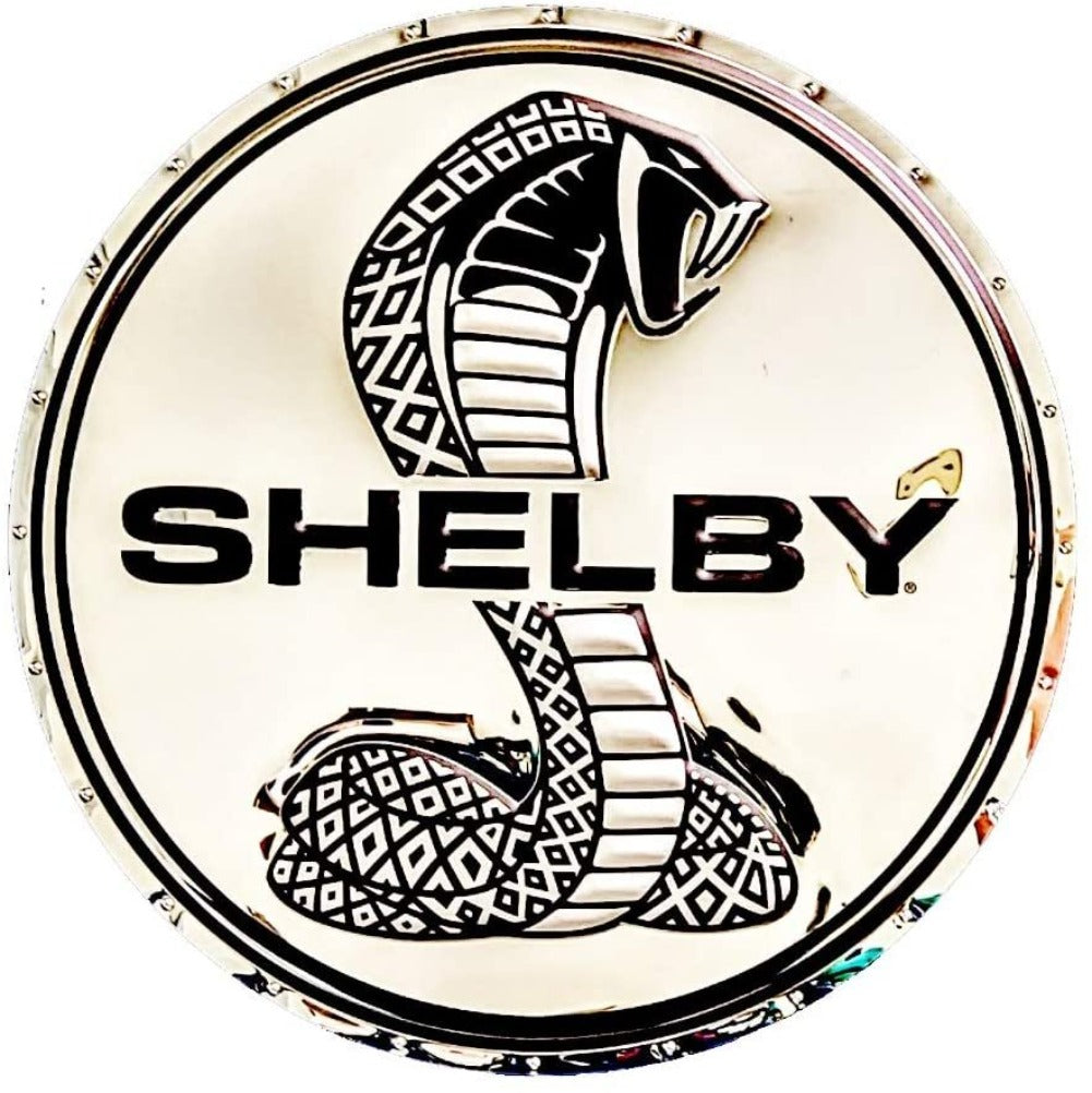 Shelby Super Snake Badge Stainless Steel Wall Hanging Sign - White/Chrome : 22"-SR1 Performance