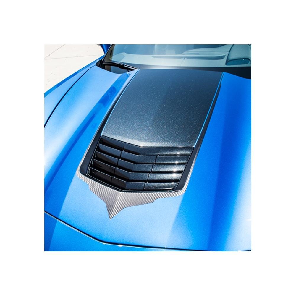 C7 Corvette Stingray Hood Vent Graphic Black Carbon Fiber w/ Brushed Black Trim-SR1 Performance