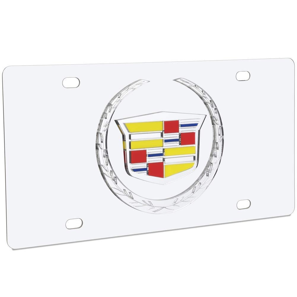Cadillac Stainless Steel License Plate with Crest Logo - Chrome-SR1 Performance