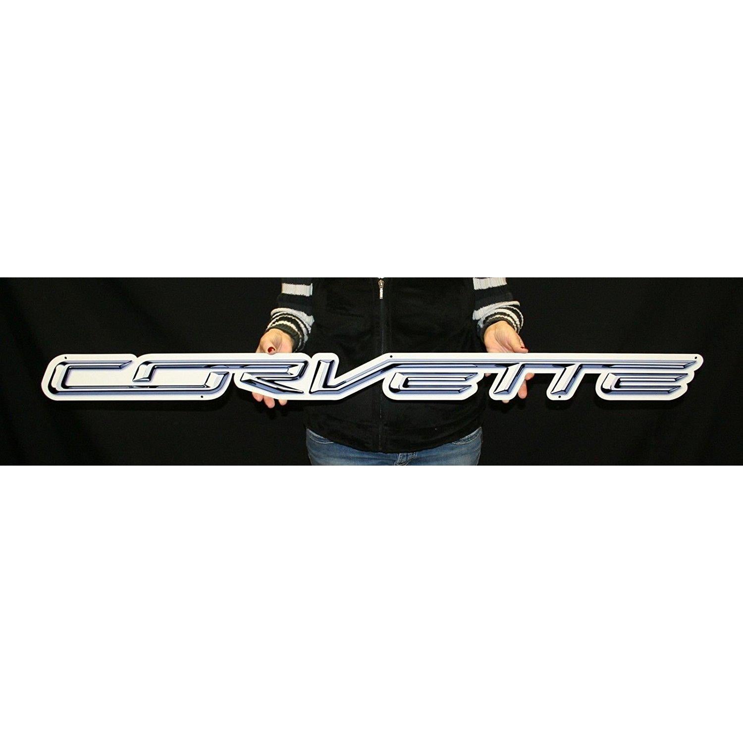 C7 Stingray "CORVETTE" Script Metal Sign Wall Emblem - 18" x 2"-SR1 Performance