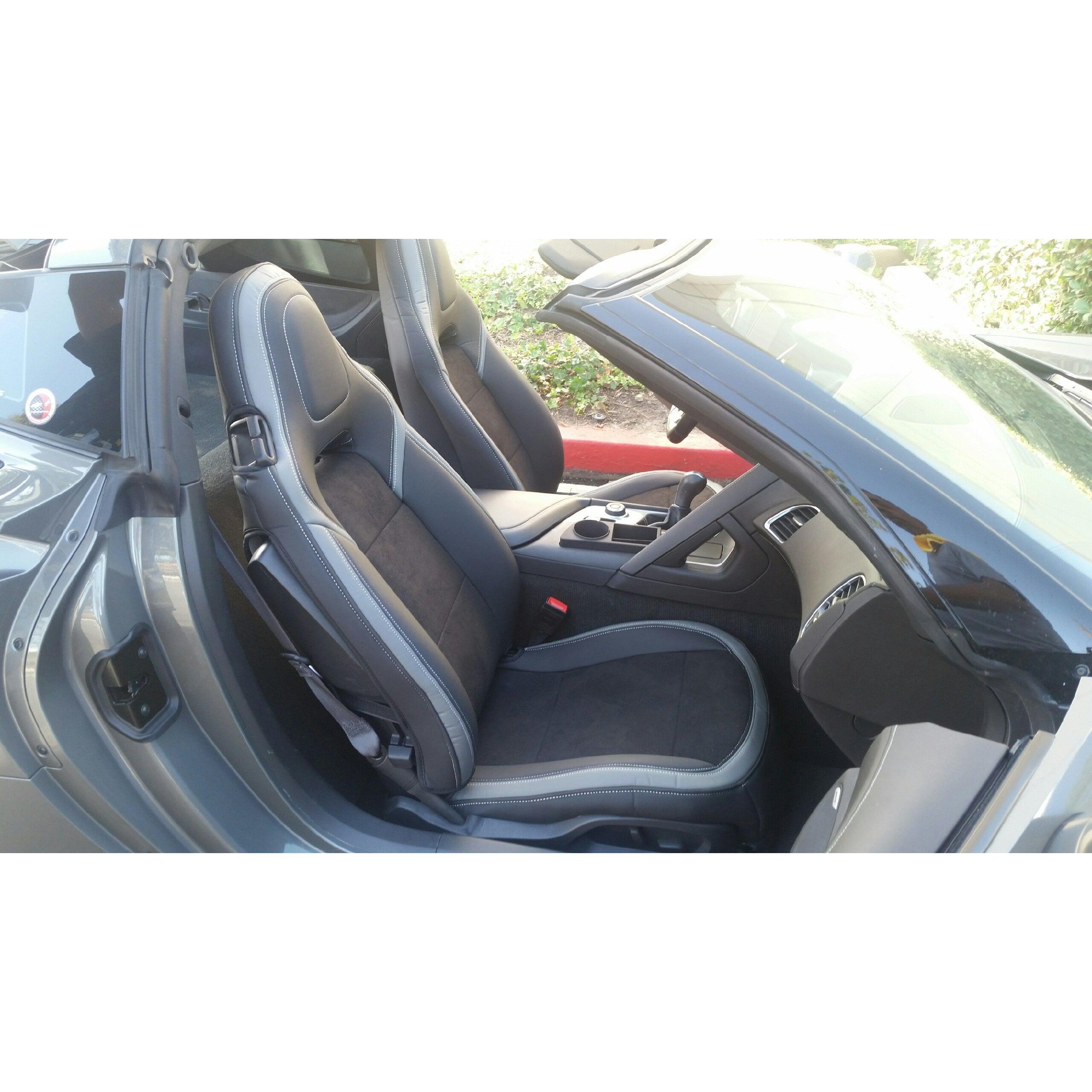 C7 Corvette Seat Covers Custom Fit : Stingray, Z51, Z06, Grand Sport (Black Suede with Blue Accent)-SR1 Performance