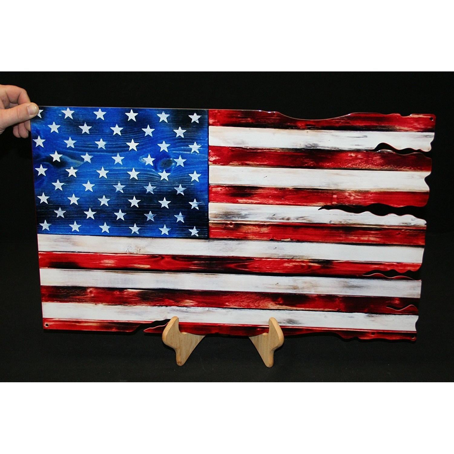 USA Flag Metal Sign - Looks like Wood - 24" x 15"-SR1 Performance