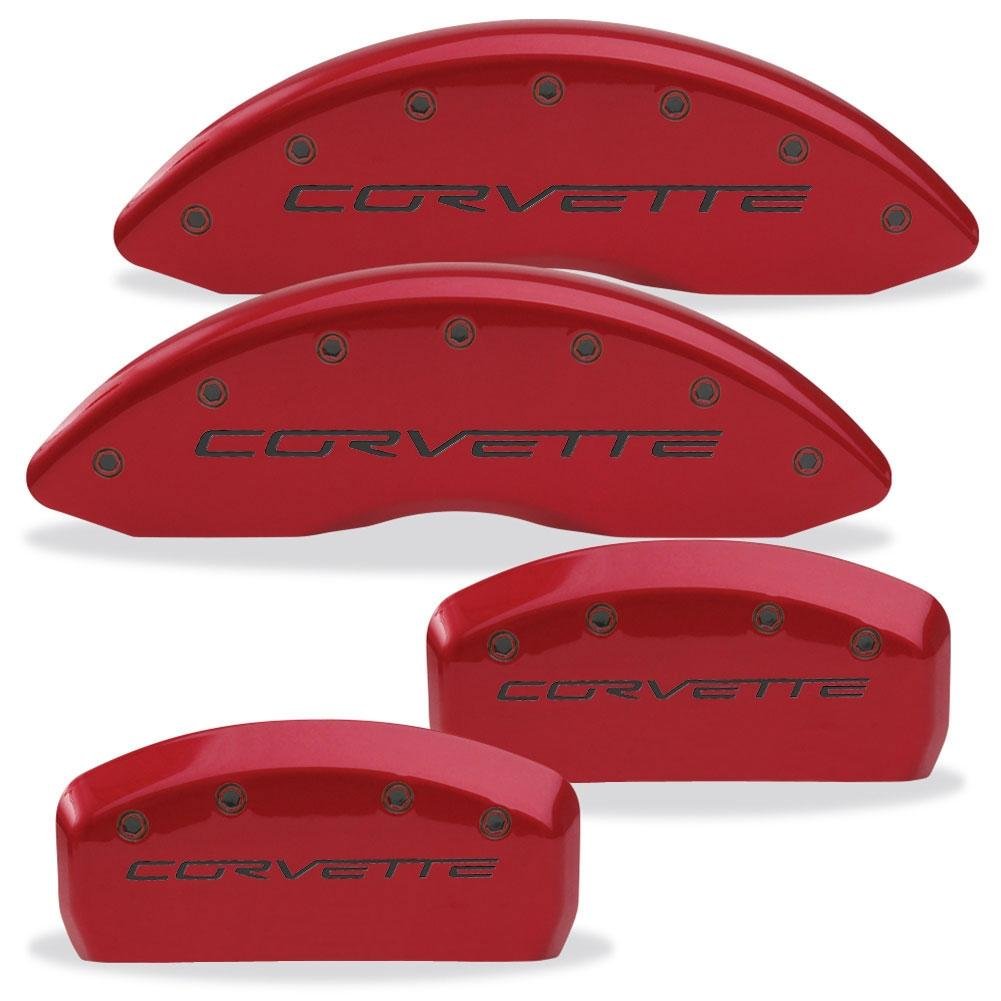 Corvette Brake Caliper Cover Set (4) - Body Color Matched with Black Bolts and Script : 2005-2013 C6 only-SR1 Performance