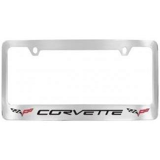 C6 Corvette License Plate Frame - Chrome with Double Logo & Script-SR1 Performance