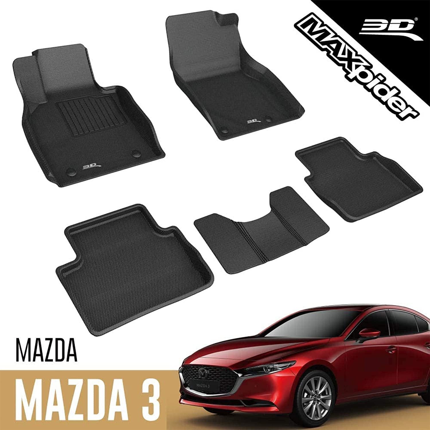 Mazda 3 Mazda3 2019-2022 / Mazda CX-30 CX 30 2020-2022 3D MAXpider Floor Mats-SR1 Performance