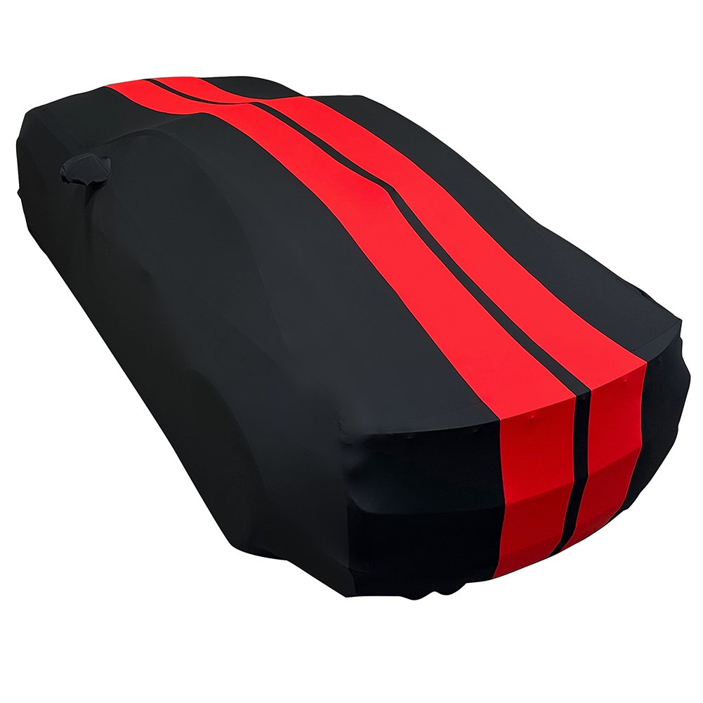 2010-2024 Camaro Ultraguard Stretch Satin Indoor Car Cover : Sport Series - Black with Red Stripes-SR1 Performance