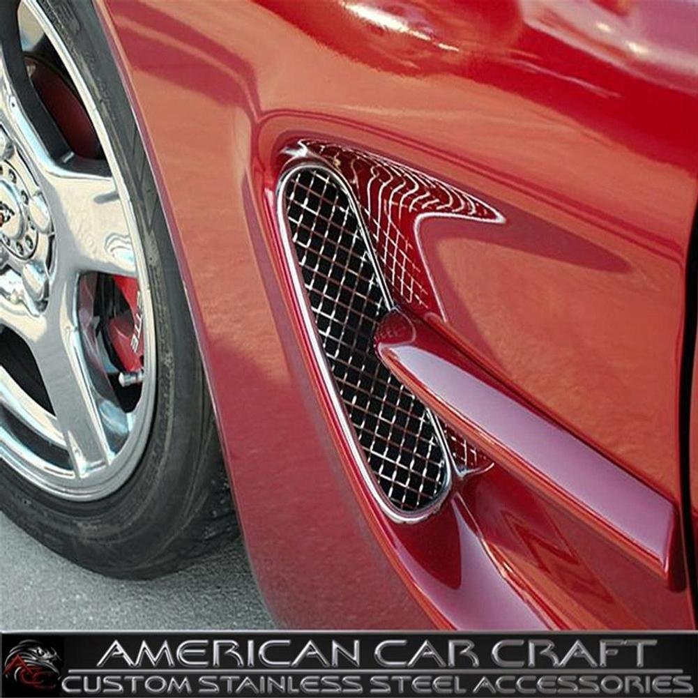 American Car Craft Chevrolet Corvette 1997 1998 1999 2000 2001 2002 2003 2004 Chrome Mesh Side Vent Grille Chrome Insert Trim Kit-SR1 Performance