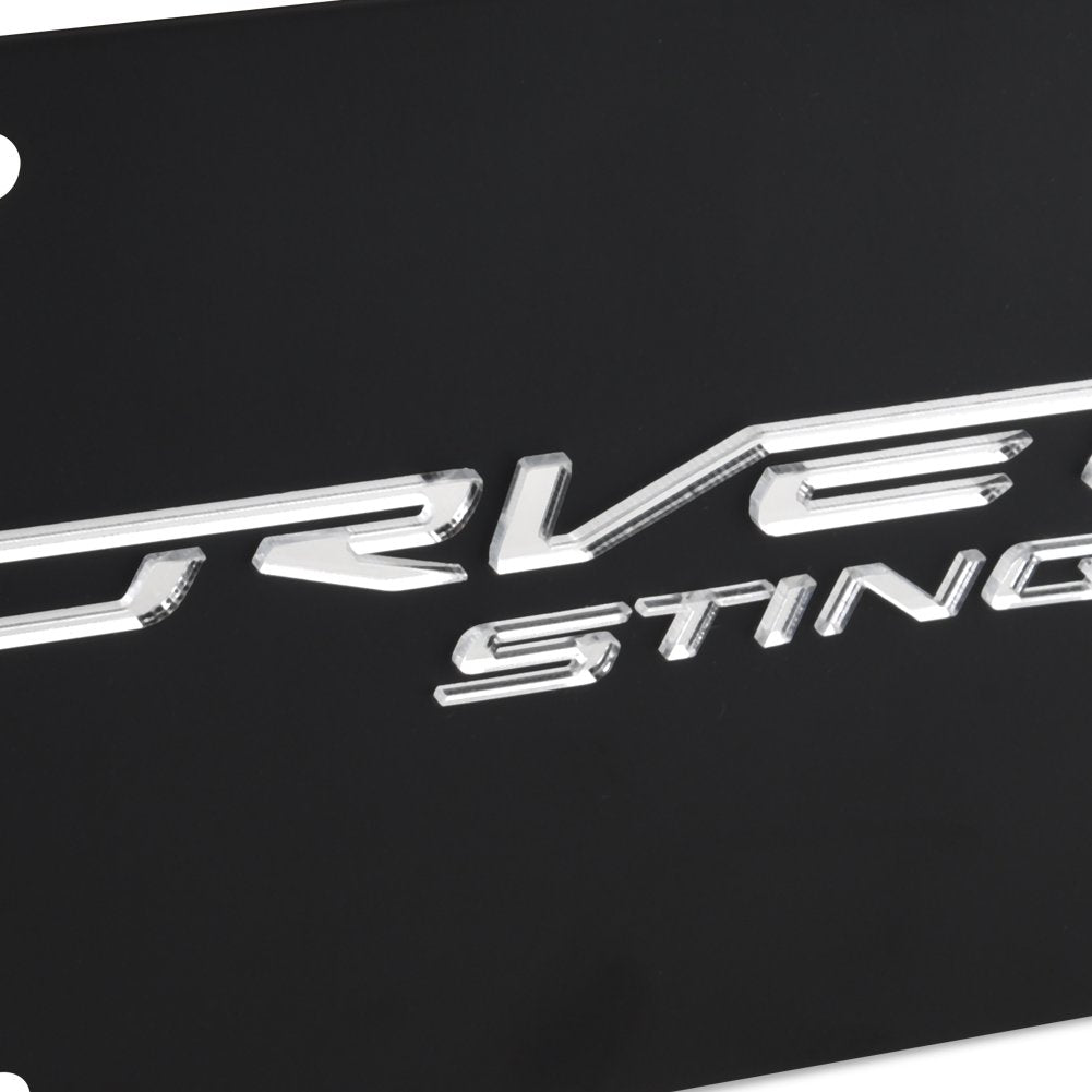 C7 Corvette Stingray License Plate - Black Stainless Steel-SR1 Performance