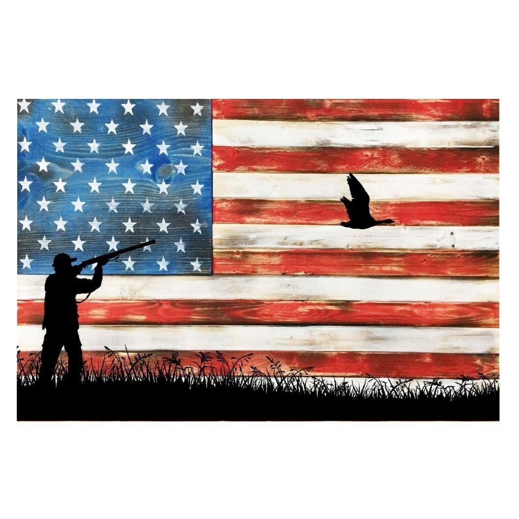 Hunting Deer USA Flag Metal Sign 12" x 8"-SR1 Performance