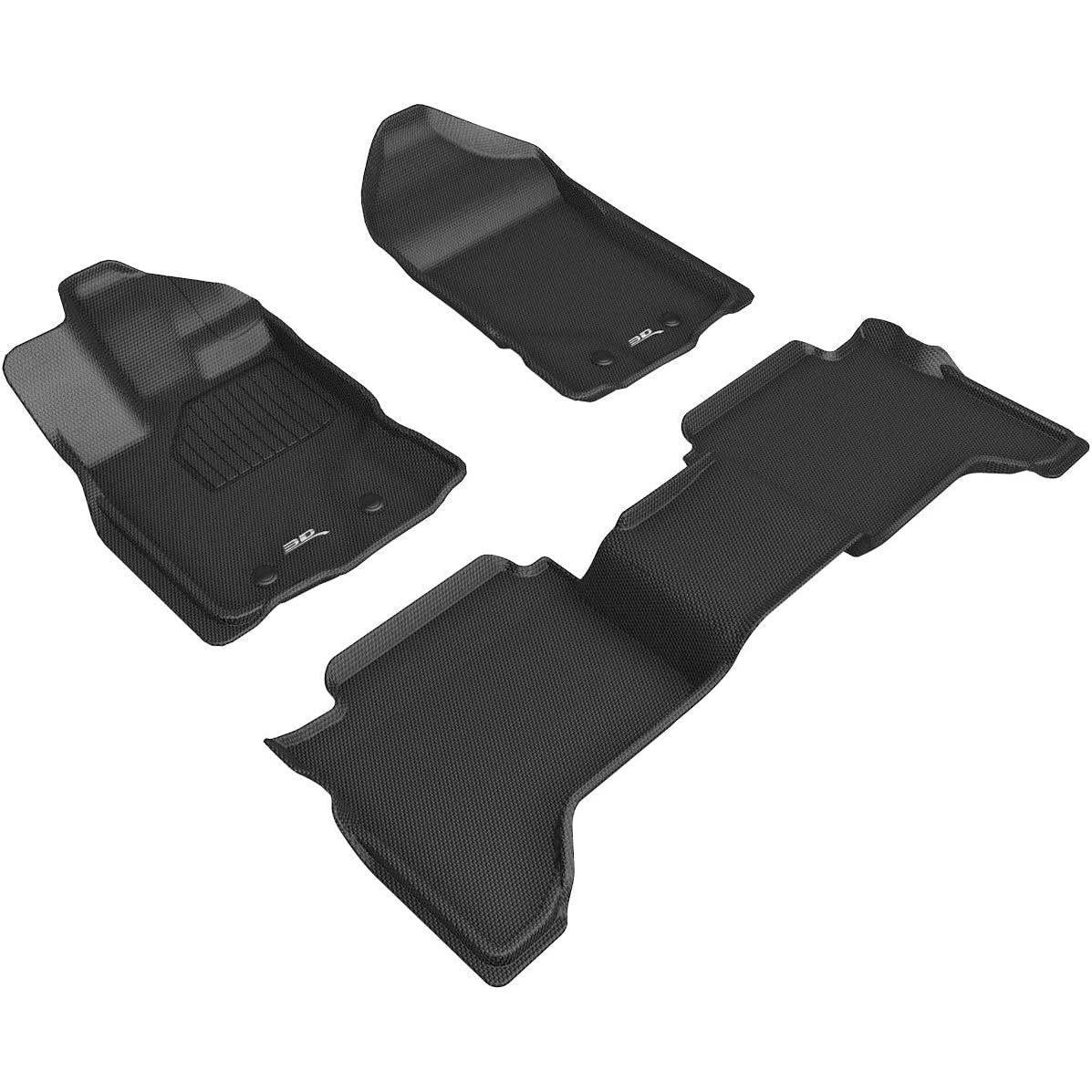3D MAXpider All-Weather Floor Mats for Ford Ranger Supercrew 2019-2022 Custom Fit Car Floor Liners, Kagu Series (1st & 2nd Row, Black)-SR1 Performance