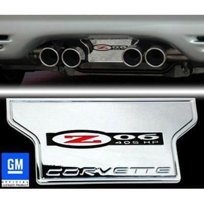 Corvette Exhaust Plate - Billet Chrome with Z06 405HP Logo : C5 & Z06-SR1 Performance