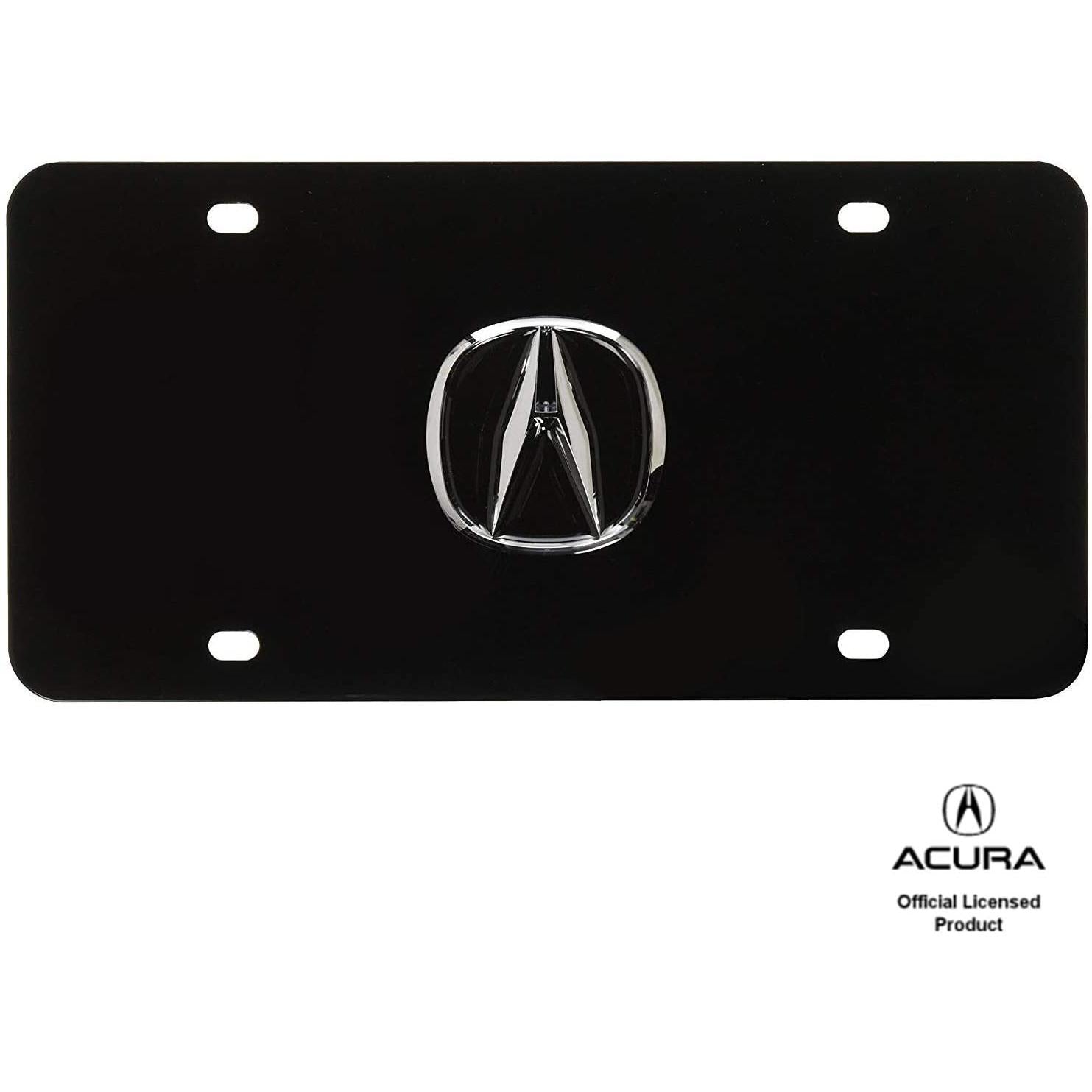 Acura Black Steel License Plate with 3D Chrome Logo-SR1 Performance