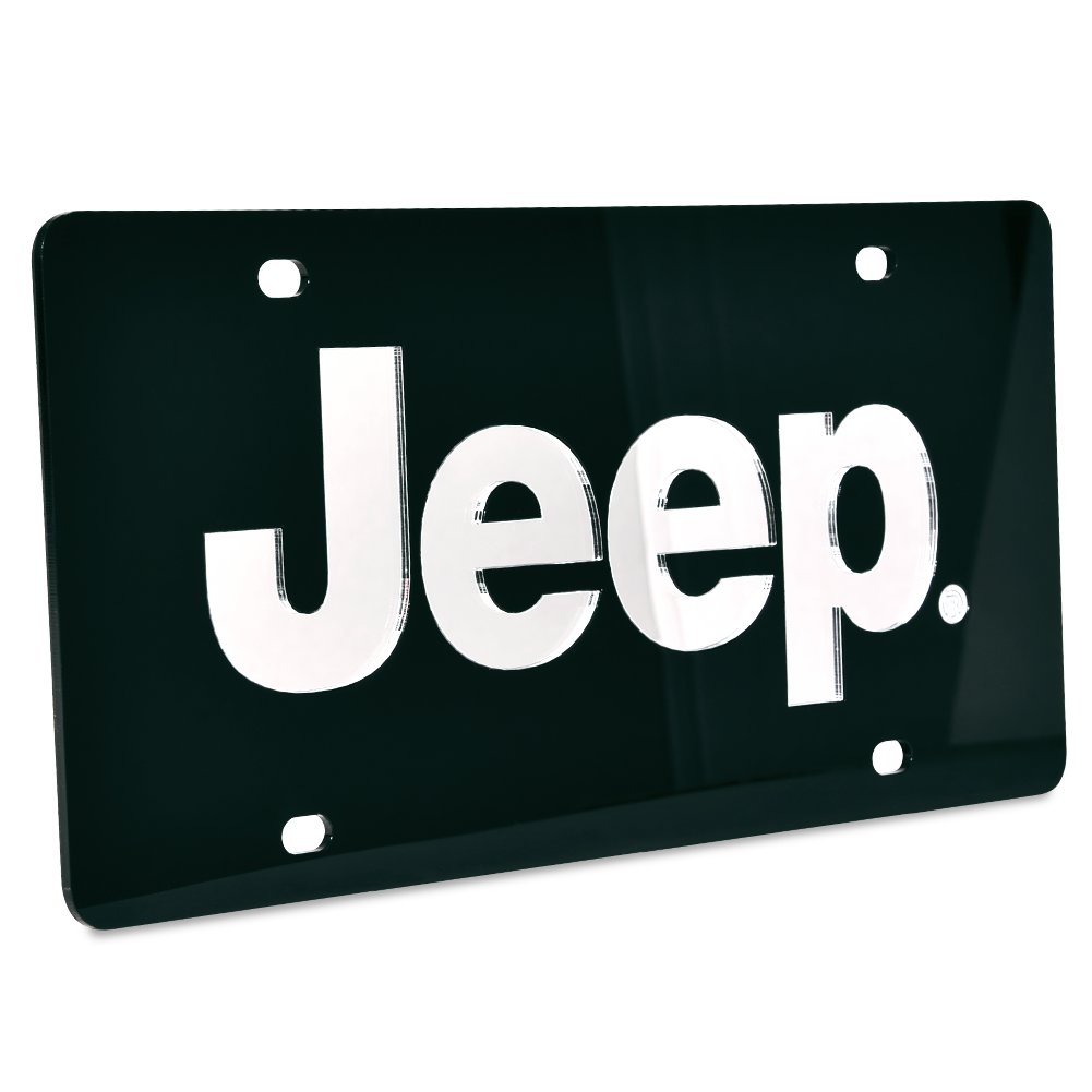 Jeep License Plate - Black Acrylic with Mirrored Logo-SR1 Performance