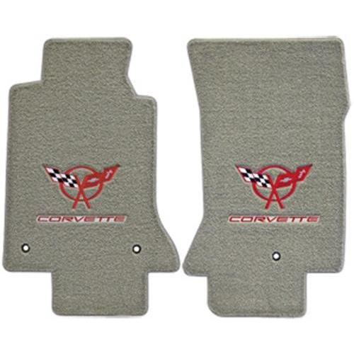 Corvette Floor Mats - Embroidered Double Logo - Black w/ Silver : 1997-2004 C5-SR1 Performance