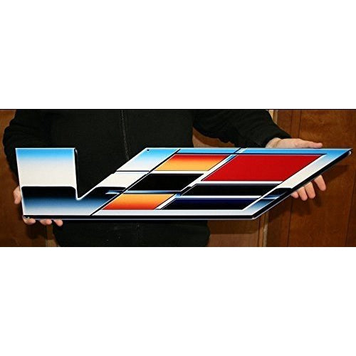Chevrolet Cadillac Sts-v Supercharged Series Emblem Metal Sign - Wall Hanging Art - Photosteel-SR1 Performance