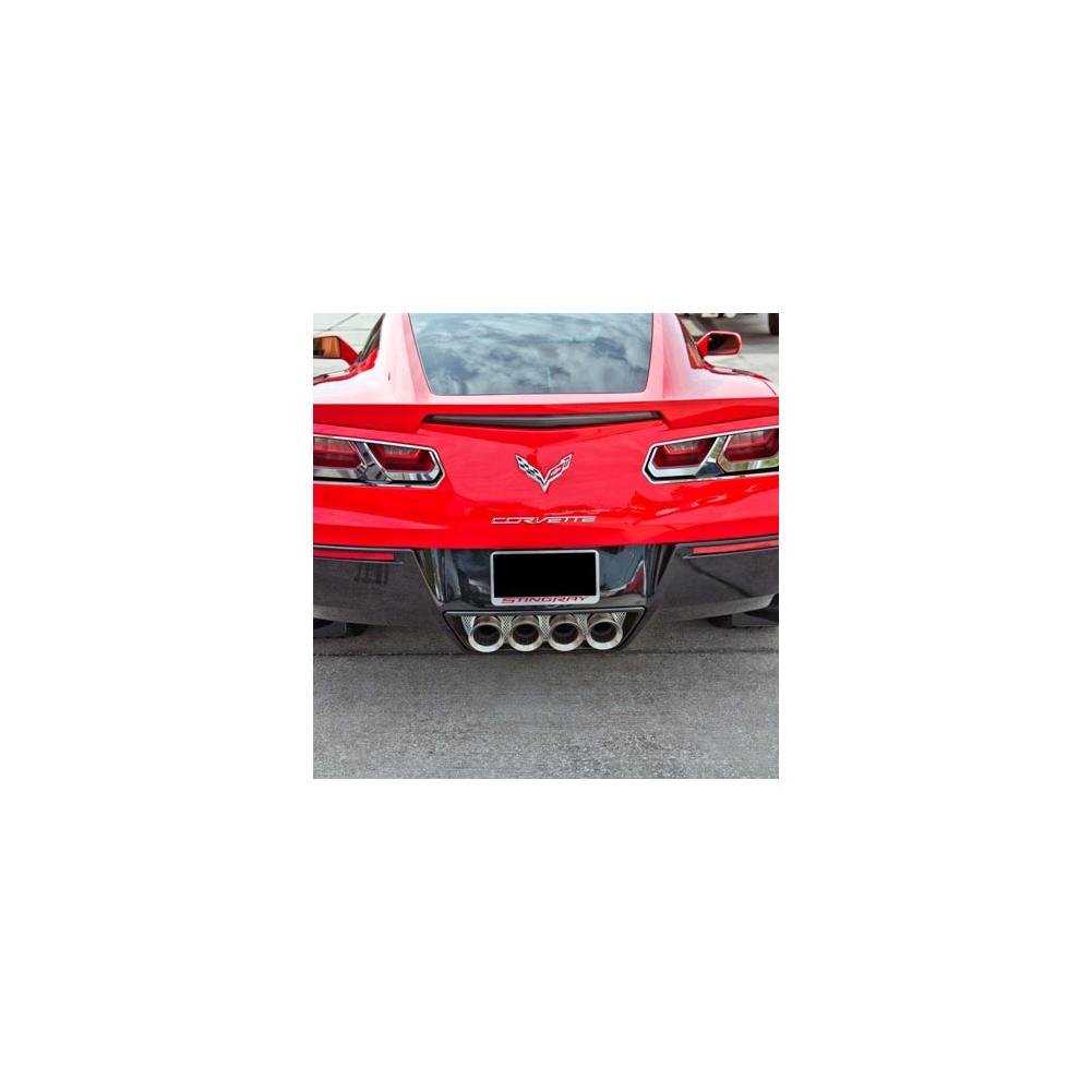 C7 Corvette Stingray Exhaust Filler Panel Perforated Brushed Stainless Steel NPP Exhaust Fits: All 14 through 16 Corvettes With Stock NPP Dual Mode Exhaust-SR1 Performance
