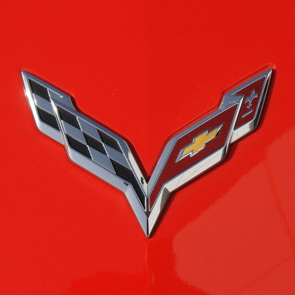 C7 Corvette Stingray GM Crossed Flags Rear Emblem : Chrome-SR1 Performance