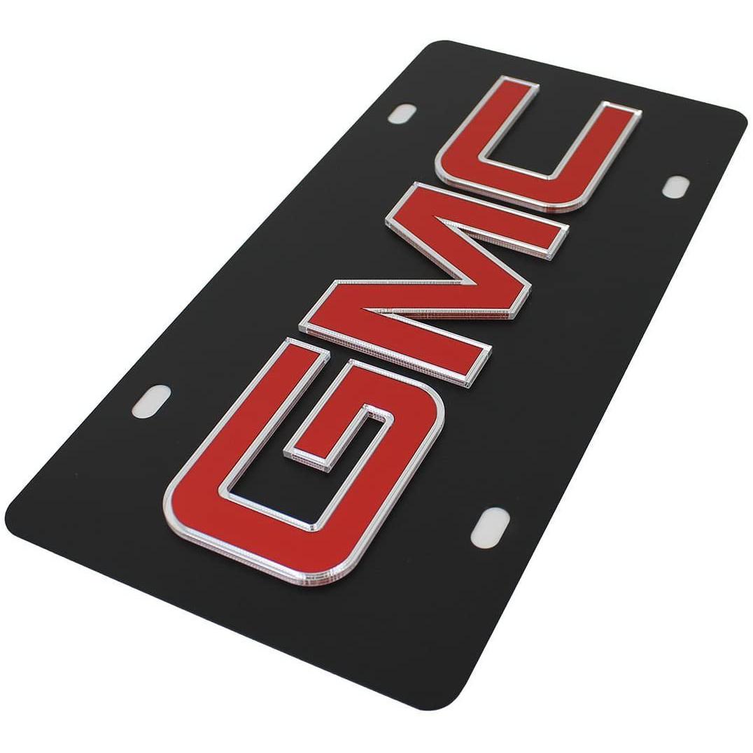 GMC License Plate - Black Steel with Red Logo-SR1 Performance