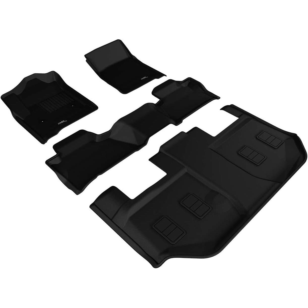 3D MAXpider Complete Set Custom Fit All-Weather Floor Mat for Select Chevrolet Traverse Models - Kagu Rubber-SR1 Performance