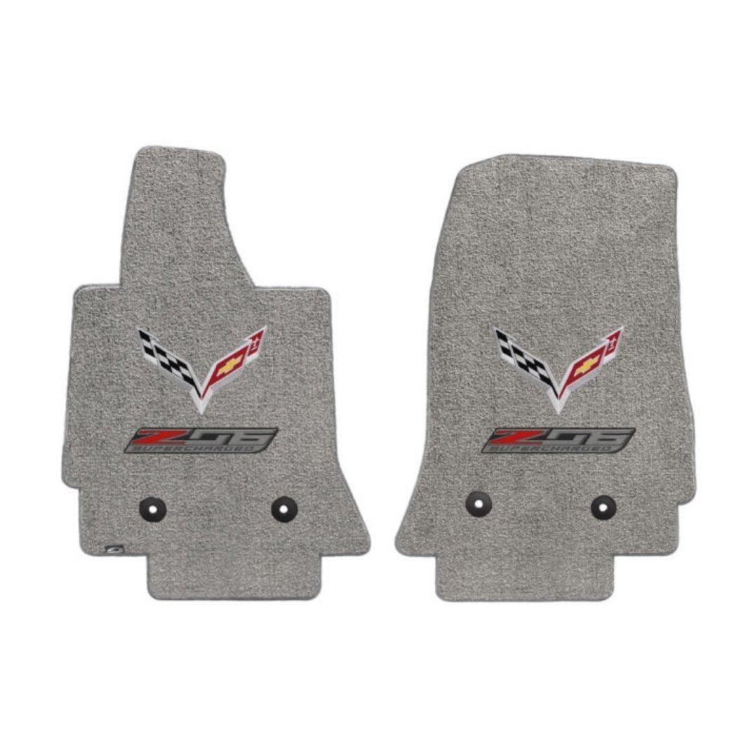 C7 Corvette Z06 Floor Mats- Flags w/ Z06 Supercharged Logo: Black-SR1 Performance