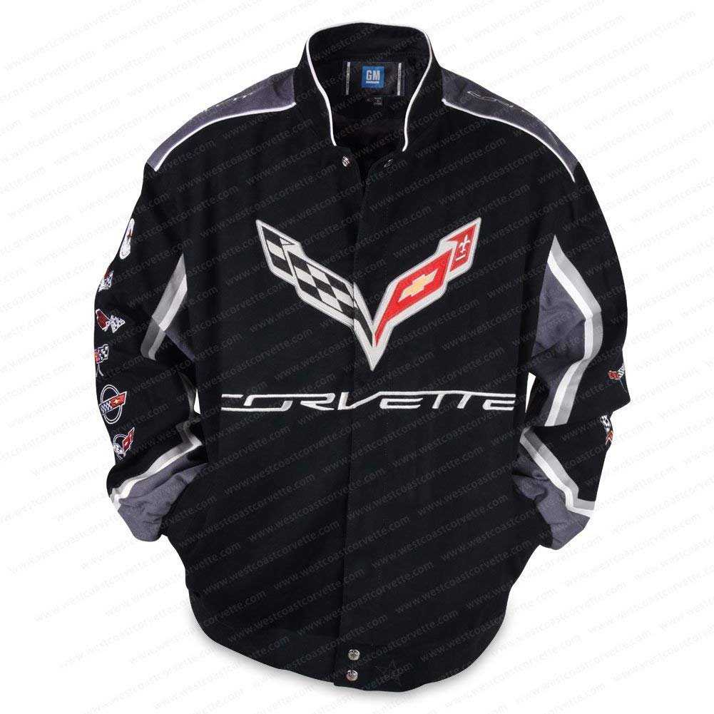 C1-C7 Corvette All Logo Collage Twill Jacket - Black-SR1 Performance