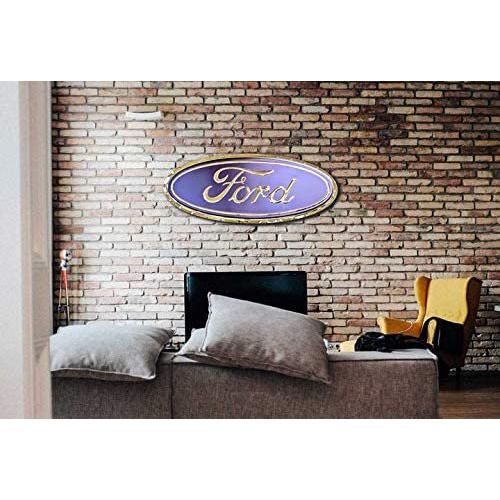 Ford Oval Logo Stainless Steel Wall Hanging Sign - Blue/Chrome-SR1 Performance
