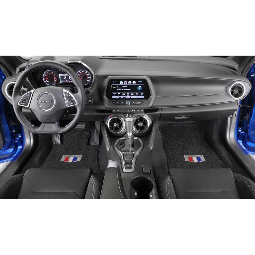 2016-2018 Camaro SIX Floor Mats Ebony 2 Pc Camaro Shield Logo-SR1 Performance