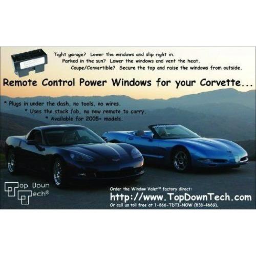C7 Corvette Stingray Window Valet Operate your Windows with the Stock Remote FOB Fits: All 14 through 16 Corvettes Including the ZO6 and Grand Sport-SR1 Performance