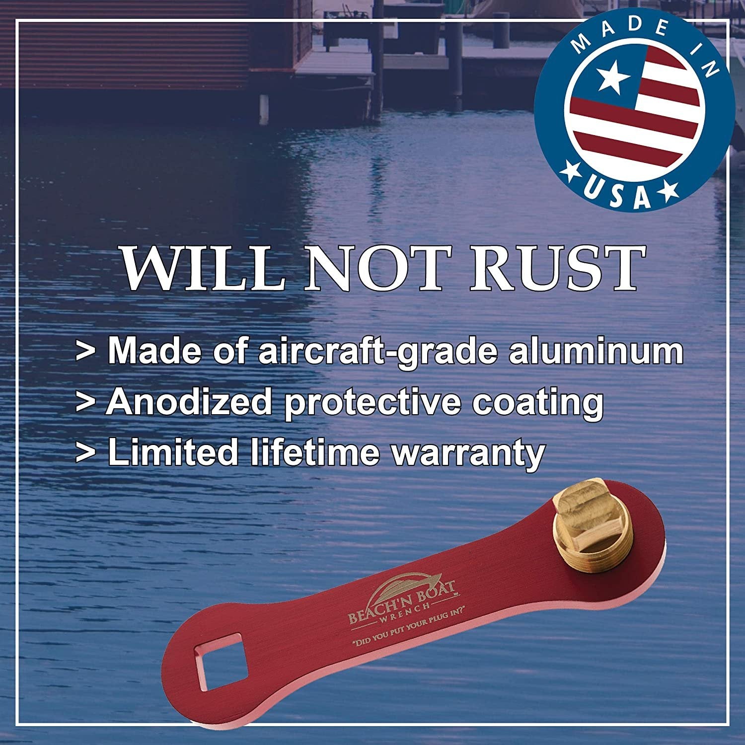 Elite Engineering USA Beach’N Boat Drain Plug Wrench for 1/2 inch NPT Plug, Includes Spare Brass Plug-SR1 Performance