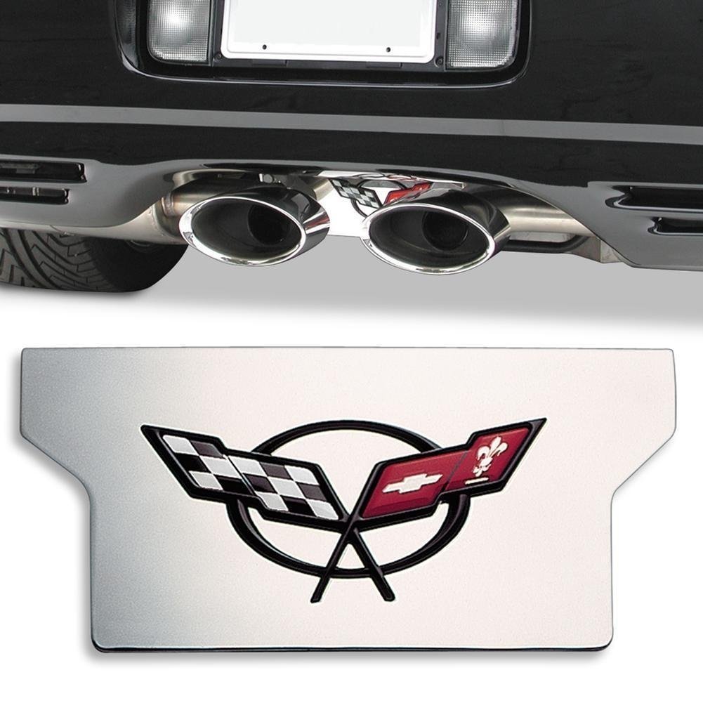 Corvette Exhaust Plate - Polished Stainless Steel with C5 Logo : 1997-2004 C5 & Z06-SR1 Performance