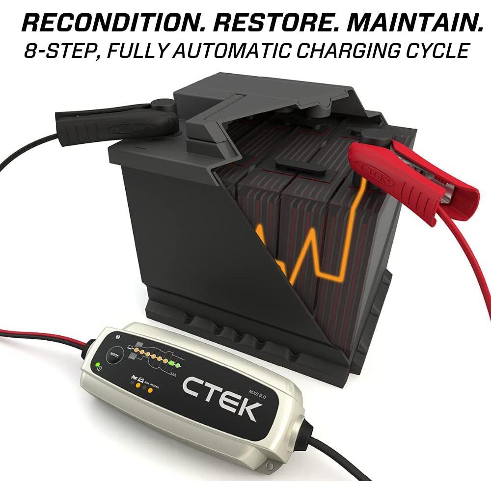 CTEK - 40-206 MXS 5.0 Fully Automatic 4.3 amp Battery Charger and Maintainer 12V-SR1 Performance