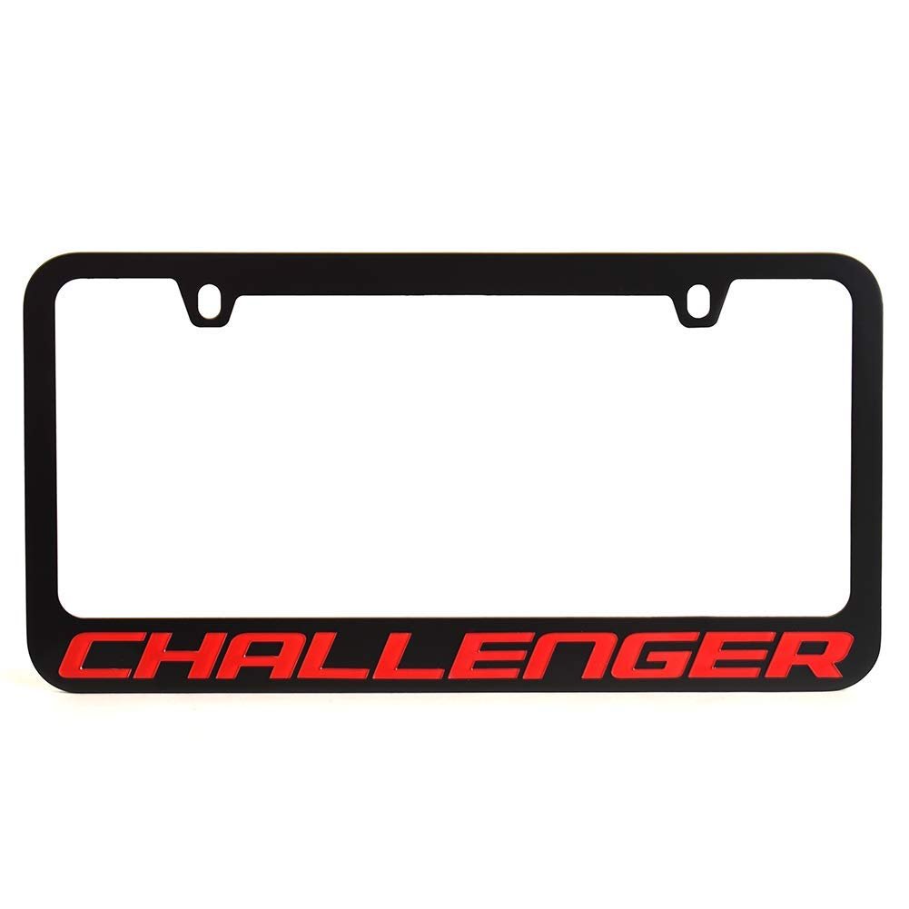 Dodge Challenger License Plate Frame - Black with Red Script-SR1 Performance