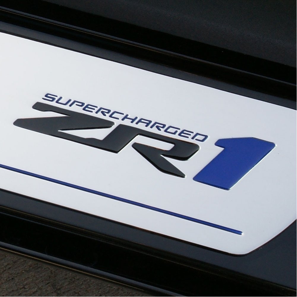 Corvette Door Sill Plates - Billet Chrome with ZR1 Logo :-SR1 Performance