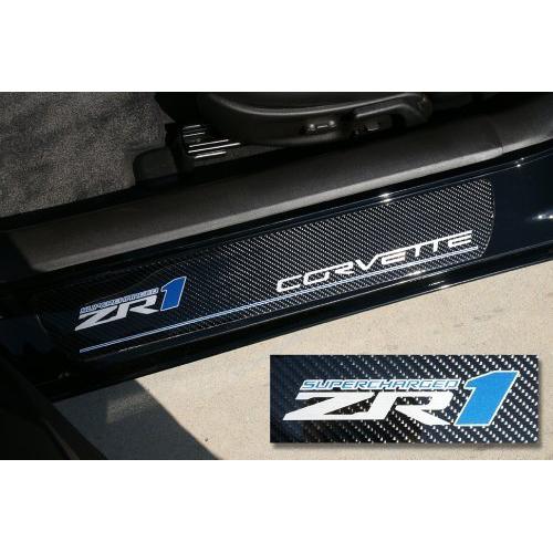 Corvette Door Sill Plates - Carbon Fiber with ZR1 Logo-SR1 Performance