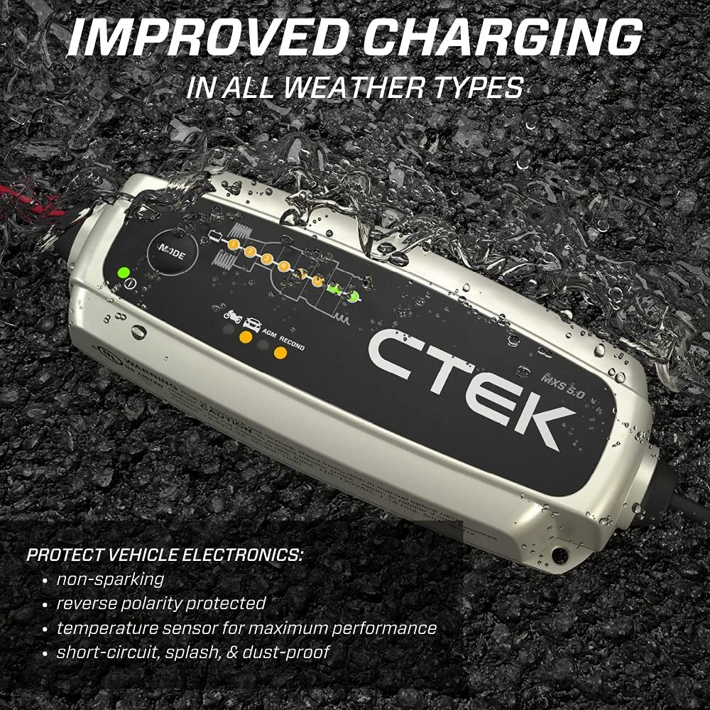 CTEK - 40-206 MXS 5.0 Fully Automatic 4.3 amp Battery Charger and Maintainer 12V-SR1 Performance