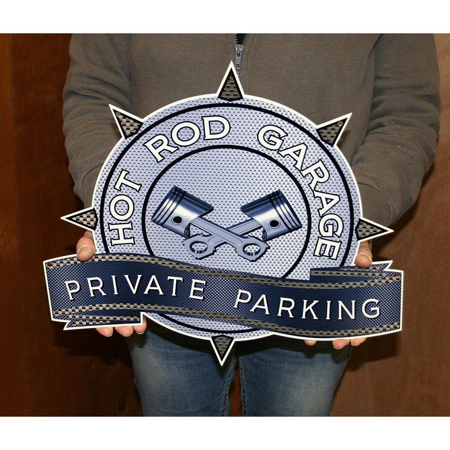 Hot Rod Private Parking Sign w/ Spikes 16" x 15"-SR1 Performance