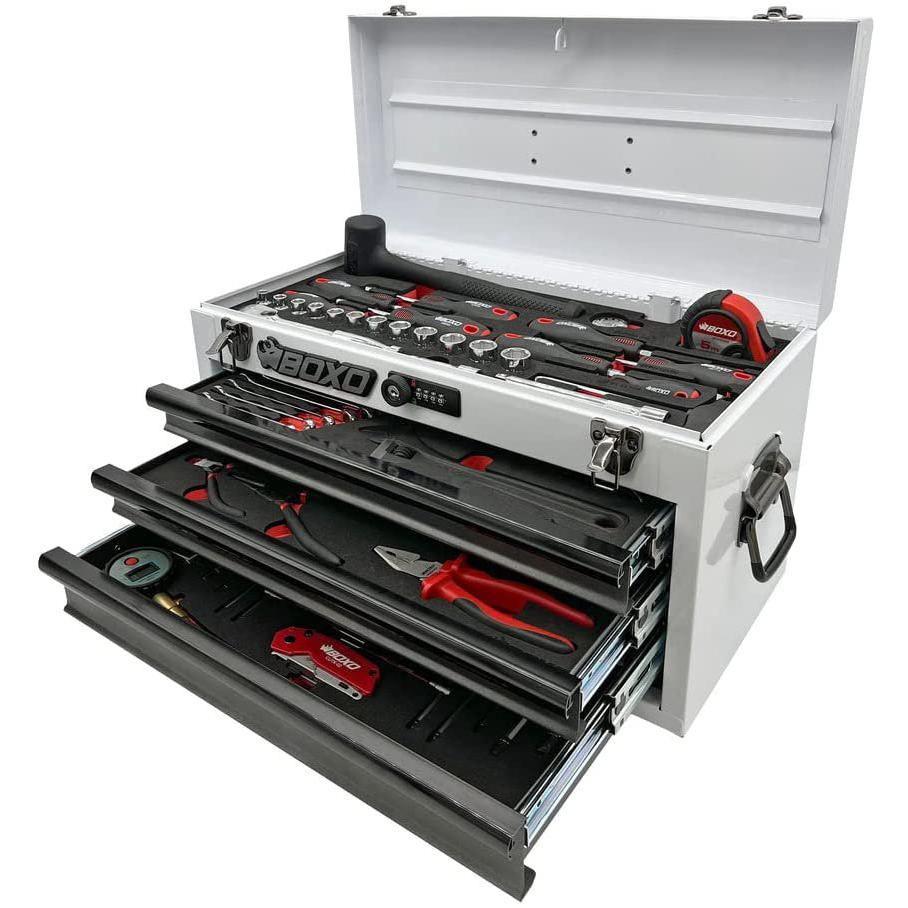 BOXO USA 69-Piece Metric Go Kart Tool Kit With Black 3-Drawer Hand Carry Tool Box-SR1 Performance