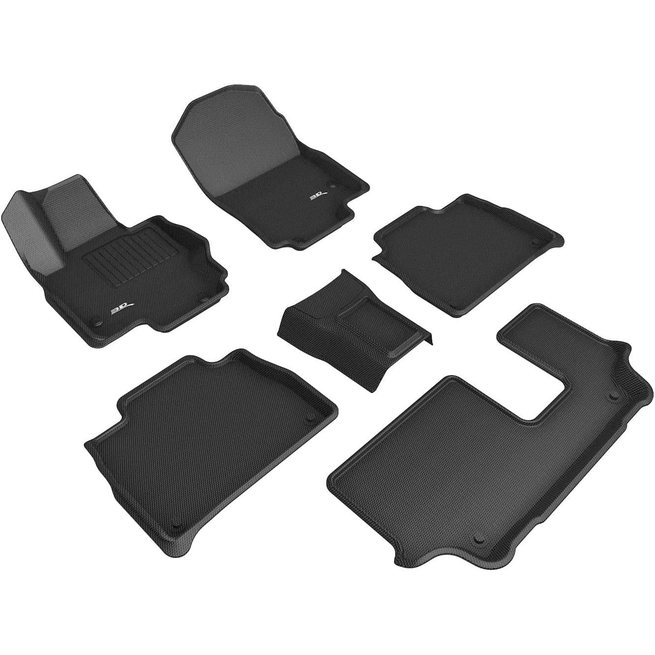 3D MAXpider All-Weather Floor Mats for Mercedes-Benz GLE-Class 7-Seater 2019-2022 Custom Fit Car Floor Liners, Kagu Series (1st & 2nd Row, Black)-SR1 Performance