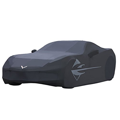 2014-2019 C7 Corvette Outdoor Car Cover Black with Large Stingray Fender Logos + Storage Bag
