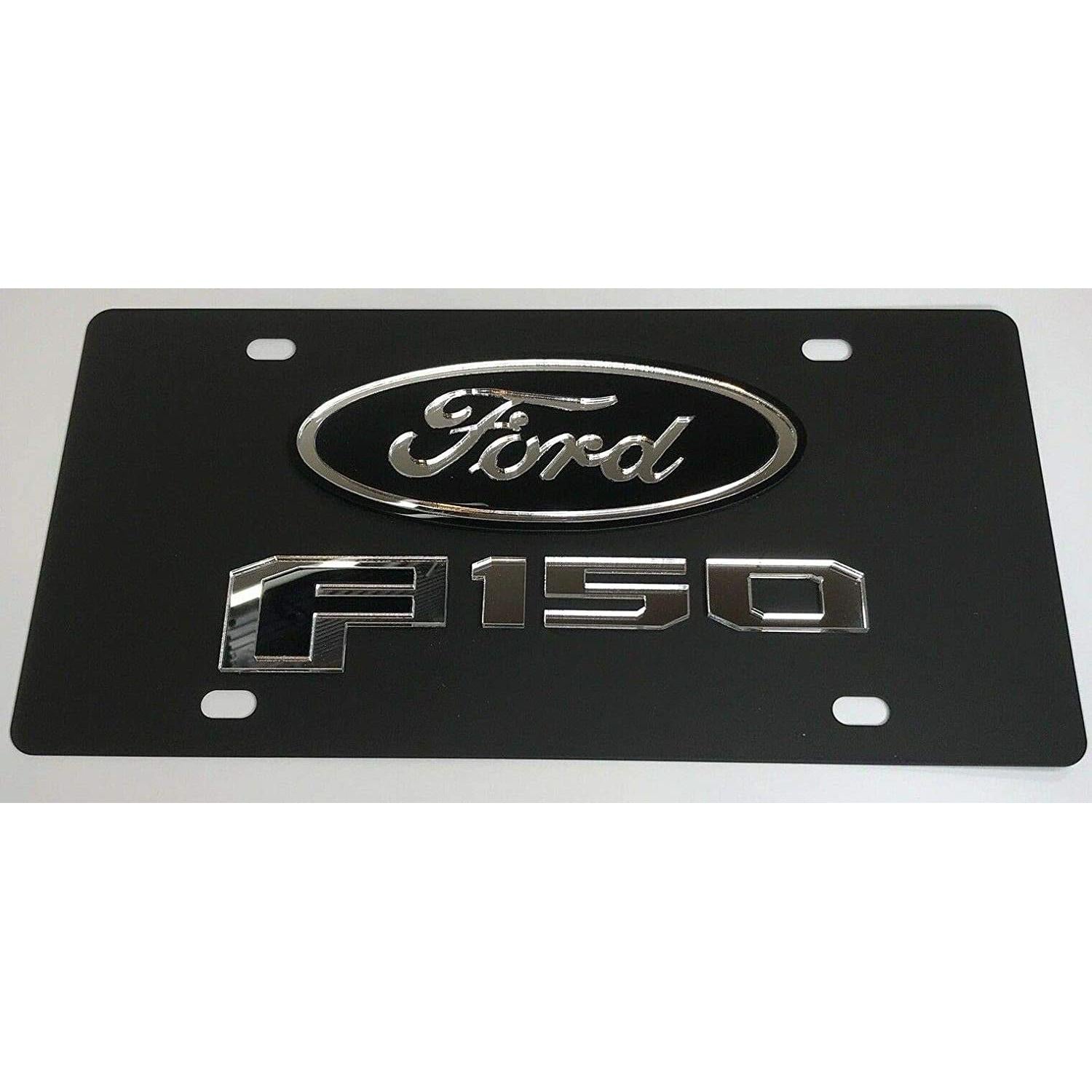 Ford F-150 License Plate - Black Carbon Steel with Mirrored Logo-SR1 Performance