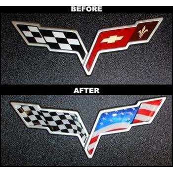 2005-2013 C6 Corvette Domed American Flag Emblem Decal Overlay - Raised Decal-SR1 Performance