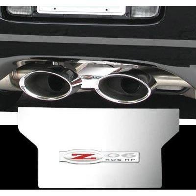 Corvette Exhaust Plate with Z06 405HP Emblem - Stainless Steel (97-04 C5 / C5 Z06)-SR1 Performance