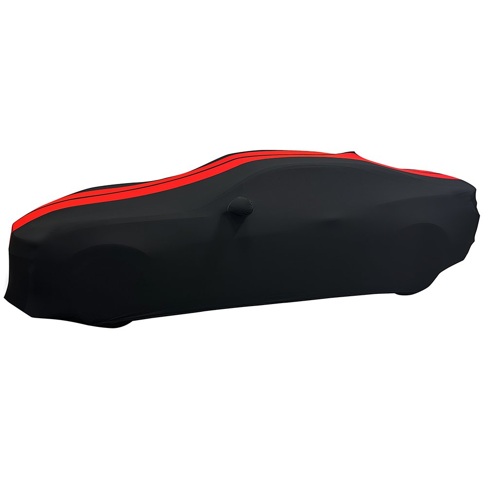 2010-2024 Camaro Ultraguard Stretch Satin Indoor Car Cover : Sport Series - Black with Red Stripes-SR1 Performance