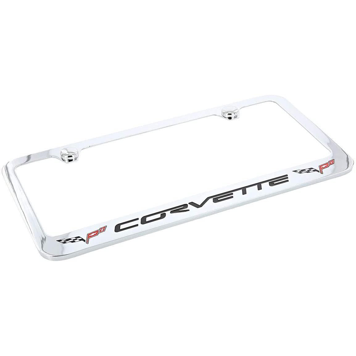 C6 Corvette License Plate Frame - Chrome with Double Logo & Script-SR1 Performance
