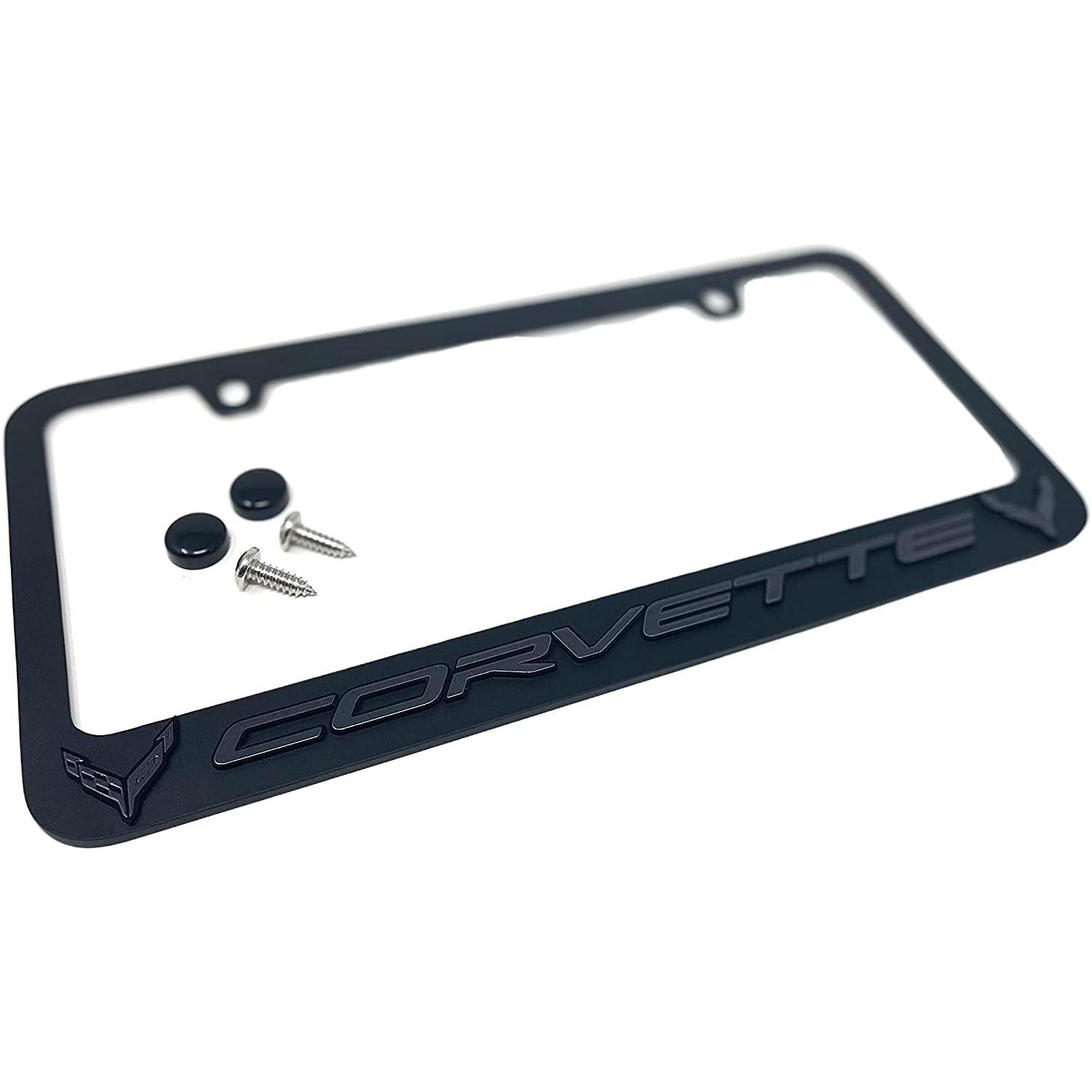C8 Corvette License Plate Frame - Black with Black Logo-SR1 Performance