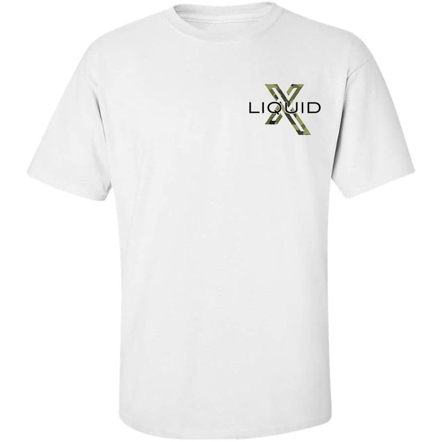 Liquid X Circle Logo Camo Print Men's T-Shirt - White-SR1 Performance