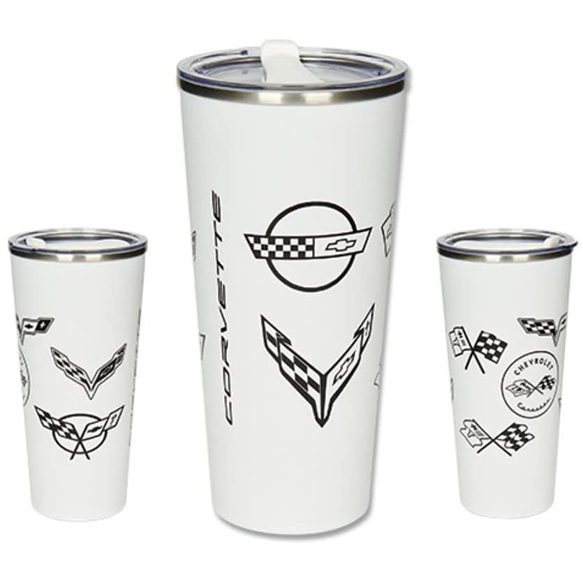C1-C8 Corvette Generations Stainless Steel Tumbler Mug - White-SR1 Performance