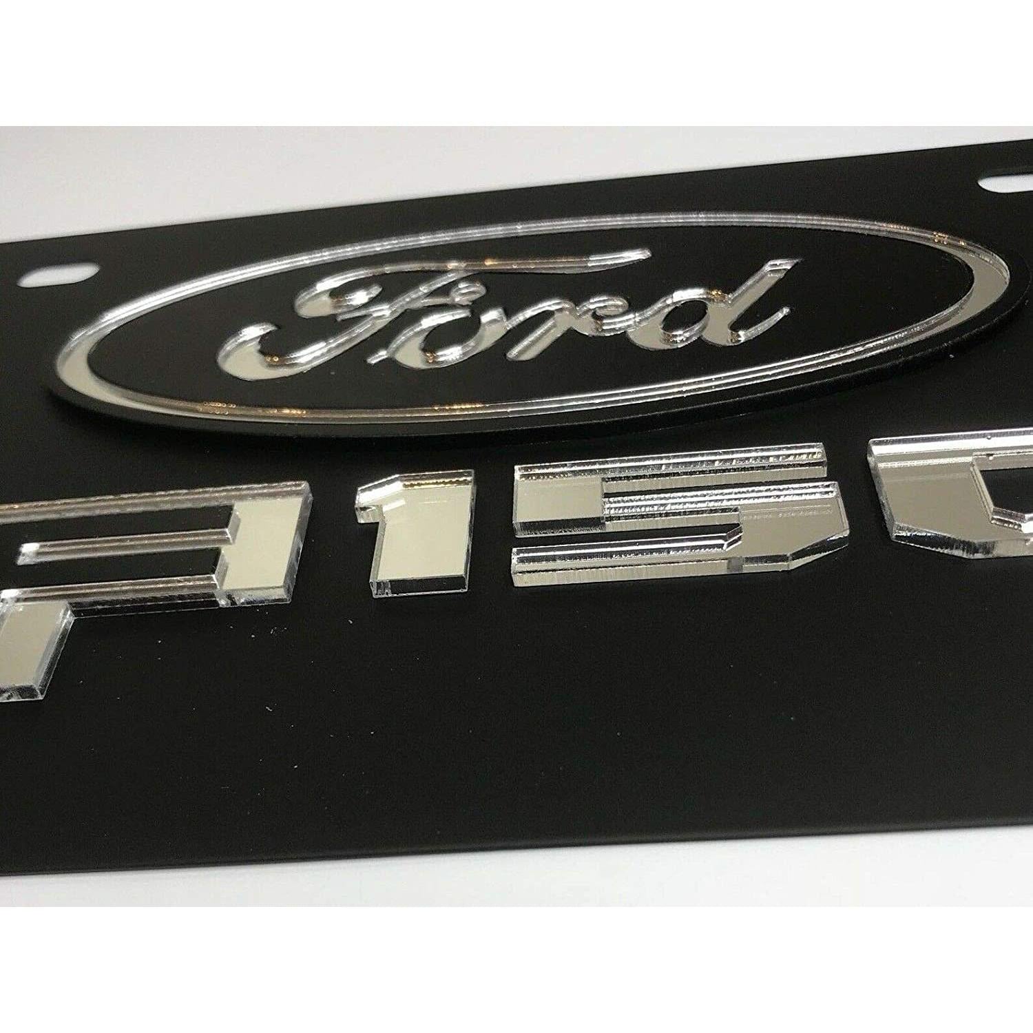 Ford F-150 License Plate - Black Carbon Steel with Mirrored Logo-SR1 Performance