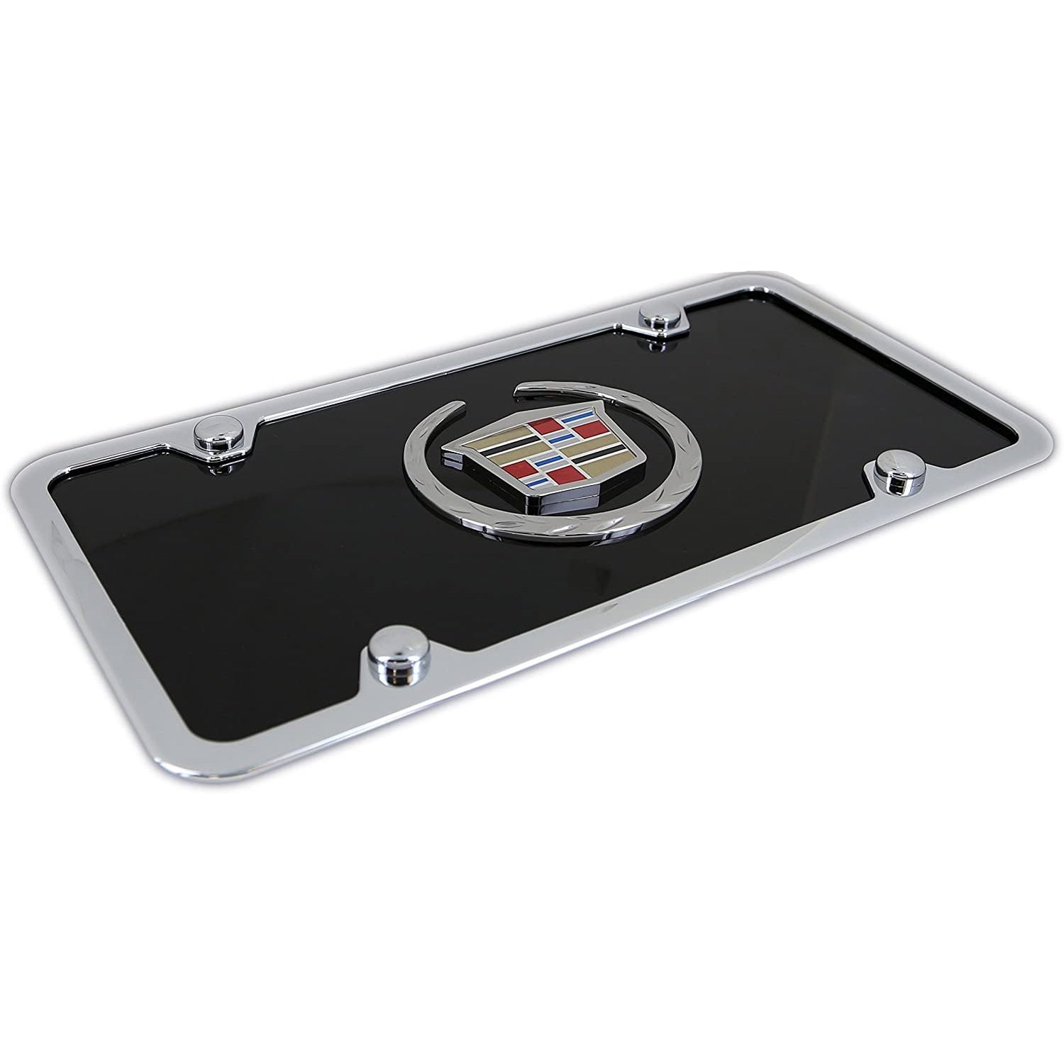 Cadillac License Plate Kit - Chrome Frame on Black Acrylic Plate-SR1 Performance