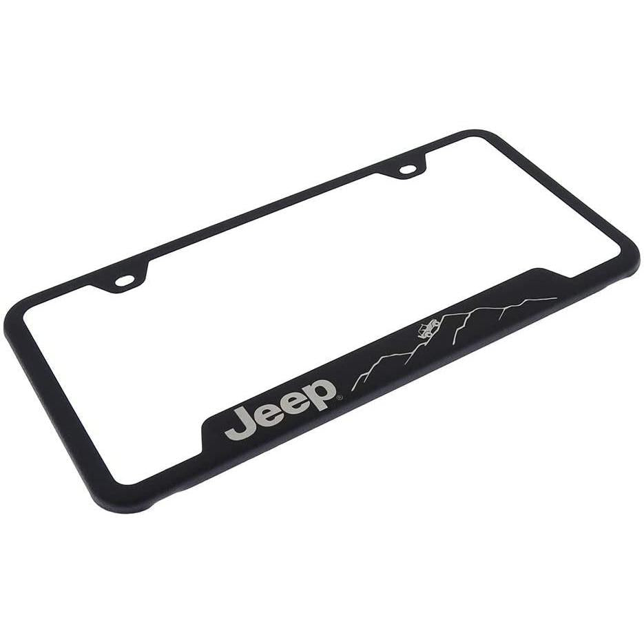 Jeep Mountain Laser Etched License Plate Frame - Rugged Black-SR1 Performance
